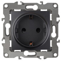 ЭРА 12-2001-05 розетка 2P+E Schuko, 16A-250В, IP20, без монтажных лапок, 12, антрацит Б0014685 фото