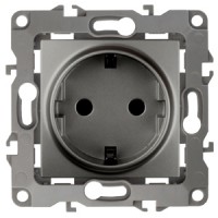 ЭРА 12-2001-12 розетка 2P+E Schuko, 16A-250В, IP20, без монтажных лапок, 12, графит Б0019307 фото