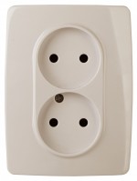 ЭРА 12-2007-02 розетка 2X2P, 16А-250В, б.л., 12, слоновая кость Б0038811 фото