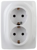 ЭРА 12-2008-01 розетка 2X2P+E Schuko со шторками , 16А-250В, б.л., 12, белый Б0038812 фото