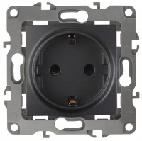 ЭРА 12-2101-05 розетка 2P+E Schuko, 16A-250В, IP20, 12, антрацит Б0014679 фото