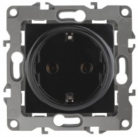 ЭРА 12-2102-06 розетка 2P+E Schuko со шторками, 16A-250В, IP20, 12, чёрный Б0014692 фото