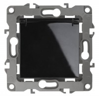 ЭРА 12-2103-06 розетка 2P+E Schuko со шторками с крышкой, 16A-250В, IP20, 12, чёрный Б0014698 фото