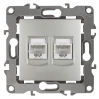 ЭРА 12-3108-03 алюминий розетка информационная двойная 2XRJ45, IP20, 12 Б0014731 фото