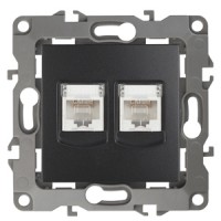 ЭРА 12-3108-05 антрацит розетка информационная двойная 2XRJ45, IP20, 12 Б0014733 фото