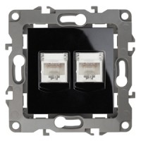 ЭРА 12-3108-06 чёрный розетка информационная двойная 2XRJ45, IP20, 12 Б0014734 фото