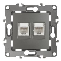 ЭРА 12-3108-12 графит розетка информационная двойная 2XRJ45, IP20, 12 Б0019354 фото