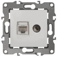 ЭРА 12-3110-01 белый розетка комбинированная RJ45+TV, IP20, 12 Б0027441 фото
