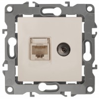 ЭРА 12-3110-02 слоновая кость розетка комбинированная RJ45+TV, IP20, 12 Б0027442 фото