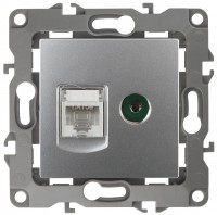 ЭРА 12-3110-03 алюминий розетка комбинированная RJ45+TV, IP20, 12 Б0027443 фото