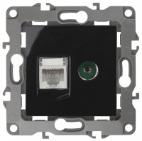 ЭРА 12-3110-06 чёрный розетка комбинированная RJ45+TV, IP20, 12 Б0027446 фото