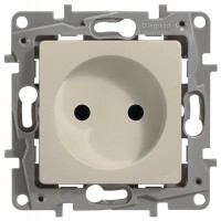 Legrand Etika слоновая кость розетка с заземлением, винт. клем. c защитой монт. лапок 672324 фото