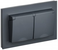 IEK Brite графит розетка 2-я с крышкой, 16А в сборе IP44 BR-R26-16-44-K53-F фото