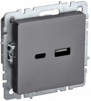 IEK Brite Base сталь розетка USB A+C 18Вт BR-U22-018-K46 фото