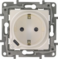 Legrand Etika белый розетка с заземлением, со шт. 16А 250В с USB тип C 1500мА 7,5Вт безвинтовые зажимы 672288 фото