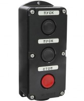ПКЕ 212-3 У3, 10А, 660В, 3 элемента, чёрный и красный цилиндр, накладной, IP40, пост управления  (ЭТ) ET519070 фото