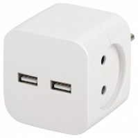 ЭРА Разветвитель электрический ЭРА SP-2-USB-W на 2 розетки 220V + 2xUSB 2400mA, без заземл 10А (белый) Б0049531 фото