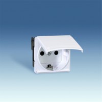 Simon 27 Мех Слоновая кость Розетка 2к+з Schuko с крышкой, винтовой зажим, 10/16А 250V 27490-32 фото