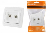 TDM Розетка компьютерная RJ-45 + TФ (RJ-11) белая 