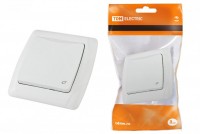 TDM Розетка с крышкой 2П+З с защитными шторками 16А 250В IP44 белая 