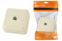 TDM Розетка TФ (RJ-11) открытой установки IP20, сл. кость 