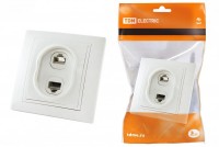 TDM Розетка телефонная RJ11 + компьютерная RJ45 белая 