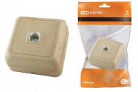 TDM Розетка TФ (RJ-11) открытой установки IP20, сосна 