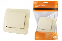 TDM Розетка с крышкой 2П+З 16А IP44 сл. кость 