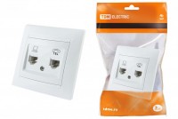 TDM Розетка телефонная RJ11 + компьютерная RJ45 белая 