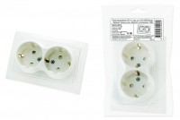 TDM Розетка двойная 2П+З с защ. шт. 16А 250В белая 