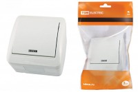 TDM Выключатель 1-кл. открытой установки с подсветкой IP44 10А белый 