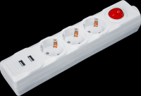 Navigator Удлинитель 61 455 NPE-USB01-03-180-ESC-3X1 с/з выкл.3 гн.1.8м USB2.1A 61455 фото
