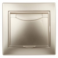 Intro 1-203-04 Розетка 2P+E Schuko с крышкой, 16А-250В, IP20, СУ, Plano, шампань (10/100/1500) Б0030063 фото