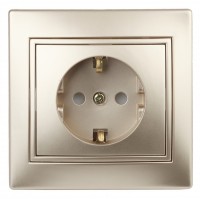 Intro 1-206-04 Розетка 2P+E Schuko со шторками, 16А-250В, IP20, СУ, Plano, шампань (10/200/2000) Б0030075 фото