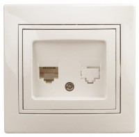 Intro 1-302-02 Розетка телефонная RJ11, IP20, СУ, Plano, сл.кость (10/200/2400) Б0027620 фото