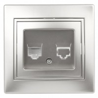 Intro 1-303-03 Розетка информационная RJ45, IP20, СУ, Plano, алюминий (10/200/2400) Б0030086 фото