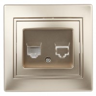 Intro 1-303-04 Розетка информационная RJ45, IP20, СУ, Plano, шампань (10/200/2400) Б0030087 фото