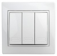 Intro 1-106-01 Выключатель тройной, 10А-250В, IP20, СУ, Plano, Белый Б0027605 фото