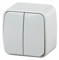 Intro 3-104-01 Выключатель двойной, 10А-250В, IP20, ОУ, Polo, Белый Б0036095 фото
