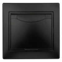 Intro 1-203-05 Розетка 2P+E Schuko с крышкой, 16А-250В, IP20, СУ, Plano, антрацит (10/100/3000) Б0044568 фото