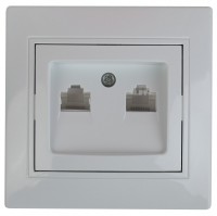 Intro 1-304-01 Розетка информационная 2xRJ45, СУ, Plano, белый (10/200/2400) Б0043241 фото