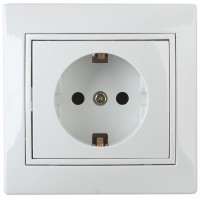 Intro 1Э-206-01 Розетка 2P+E Schuko со шторками, 16А-250В, СУ, б.л., Plano, белый (10/200/2000) Б0038831 фото