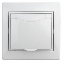 Intro 1Э-207-01 Розетка 2P+E Schuko с крышкой штор., 16А-250В, СУ, б.л., Plano, белый (10/100/2500) Б0038832 фото