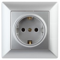 Intro 4-202-03 Розетка 2P+E Schuko, 16А-250В, СУ, Solo, алюминий (10/200/2400) Б0043314 фото