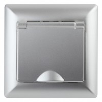 Intro 4-203-03 Розетка 2P+E Schuko с крышкой, 16А-250В, СУ, Solo, алюминий (10/100/2400) Б0043321 фото