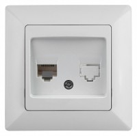 Intro 4-303-01 Розетка информационная RJ45, СУ, Solo, белый (10/200/2400) Б0043382 фото