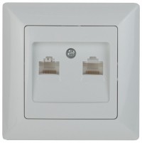 Intro 4-304-01 Розетка информационная 2xRJ45, СУ, Solo, белый (10/200/2400) Б0043389 фото