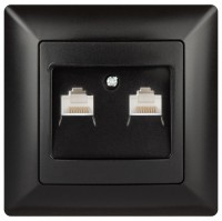 Intro 4-304-05 Розетка информационная 2xRJ45, СУ, Solo, антрацит Б0043393 фото