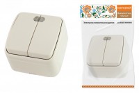 TDM Выключатель 2-кл. открытой установки с подсветкой IP20 10А, сл. кость 