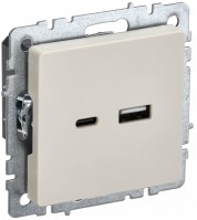 IEK Brite Base бежевый розетка USB A+C 18Вт BR-U22-018-K10 фото